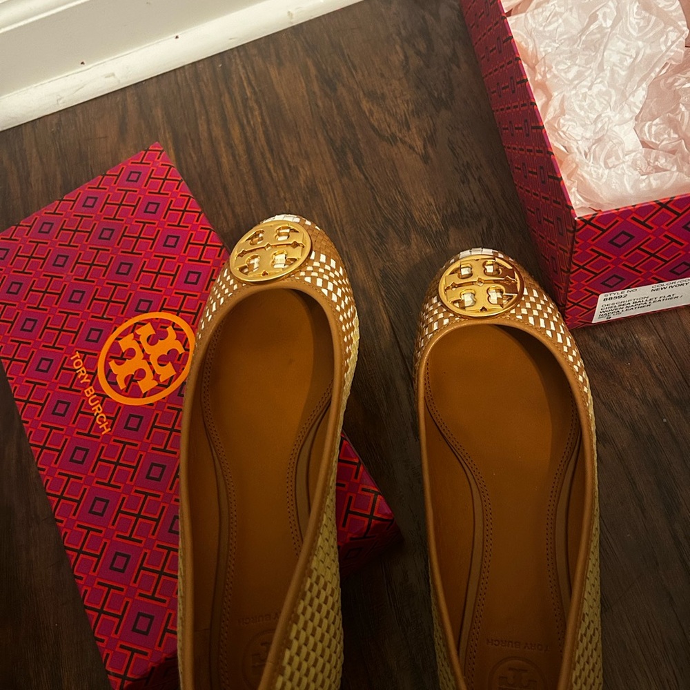 Tory Burch Metallic Gold Flats size 9